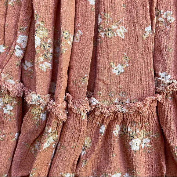 Agua Bendita mini strapless Dress smocked back flower print dust pink size L - Picture 3 of 11